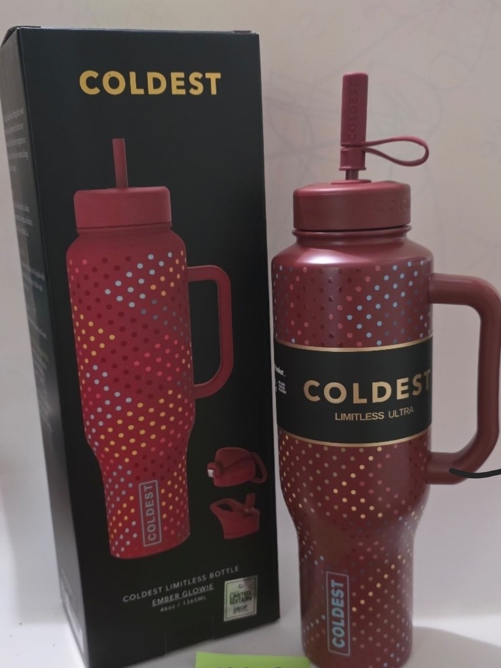 46oz Coldest Limitless Ultra Insulated Water Bottle - Ember Glowie (Red)